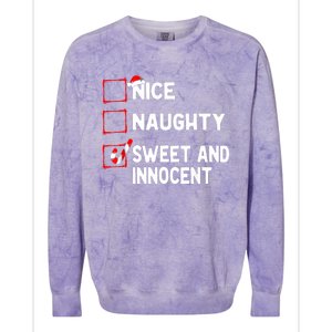 Naughty Nice List Sweet Innocent Christmas List Santa Claus Colorblast Crewneck Sweatshirt