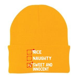 Naughty Nice List Sweet Innocent Christmas List Santa Claus Knit Cap Winter Beanie