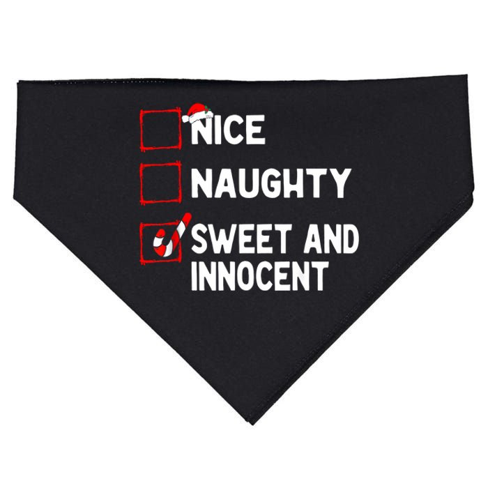 Naughty Nice List Sweet Innocent Christmas List Santa Claus USA-Made Doggie Bandana