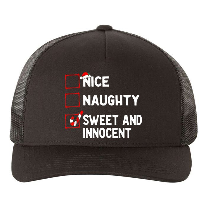 Naughty Nice List Sweet Innocent Christmas List Santa Claus Yupoong Adult 5-Panel Trucker Hat