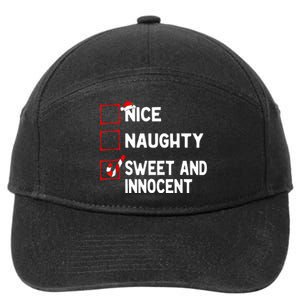 Naughty Nice List Sweet Innocent Christmas List Santa Claus 7-Panel Snapback Hat