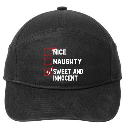 Naughty Nice List Sweet Innocent Christmas List Santa Claus 7-Panel Snapback Hat