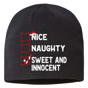 Naughty Nice List Sweet Innocent Christmas List Santa Claus Sustainable Beanie