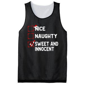 Naughty Nice List Sweet Innocent Christmas List Santa Claus Mesh Reversible Basketball Jersey Tank