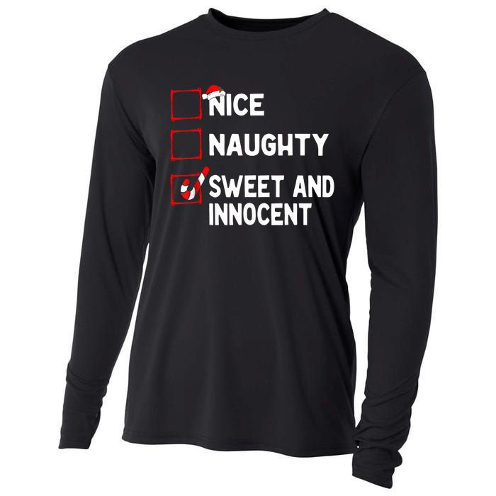 Naughty Nice List Sweet Innocent Christmas List Santa Claus Cooling Performance Long Sleeve Crew