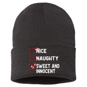 Naughty Nice List Sweet Innocent Christmas List Santa Claus Sustainable Knit Beanie