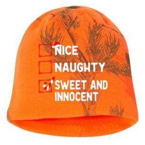 Naughty Nice List Sweet Innocent Christmas List Santa Claus Kati - Camo Knit Beanie