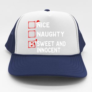 Naughty Nice List Sweet Innocent Christmas List Santa Claus Trucker Hat