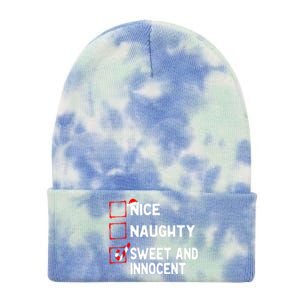 Naughty Nice List Sweet Innocent Christmas List Santa Claus Tie Dye 12in Knit Beanie