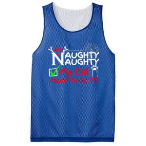 Nice Naughty List My Cat Kitten Made Me Do It Christmas Crew Gift Mesh Reversible Basketball Jersey Tank