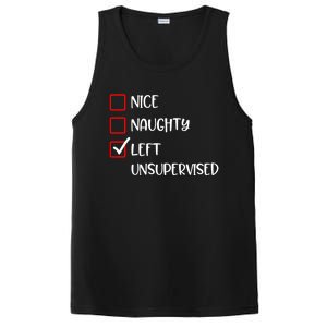 Nice Naughty Left Unsupervised Santas List Humor Christmas Gift PosiCharge Competitor Tank