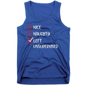 Nice Naughty Left Unsupervised Santas List Humor Christmas Gift Tank Top