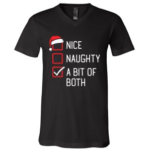 Nice Naughty List A Bit Of Both Christmas V-Neck T-Shirt