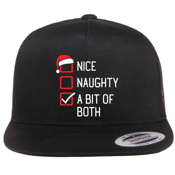 Nice Naughty List A Bit Of Both Christmas Flat Bill Trucker Hat