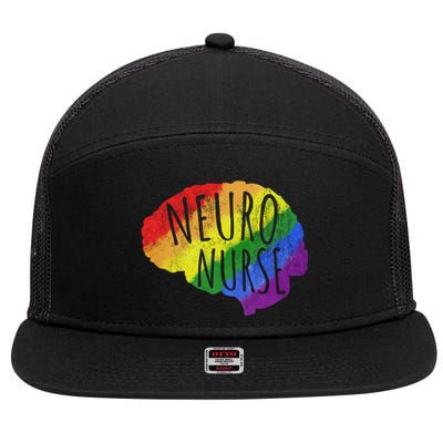 Neuro Nurse Lgbt Brain Cute Gift 7 Panel Mesh Trucker Snapback Hat