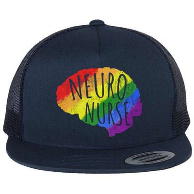 Neuro Nurse Lgbt Brain Cute Gift Flat Bill Trucker Hat