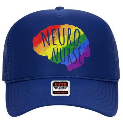 Neuro Nurse Lgbt Brain Cute Gift High Crown Mesh Back Trucker Hat