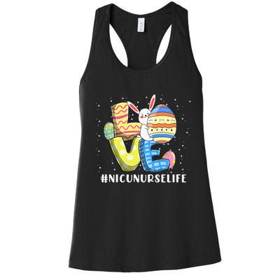 NICU NURSE LIFE Love Easter Day Bunnies Cute Rabbit Eggs Women's Racerback Tank