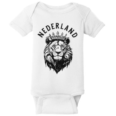 Nederland Netherlands Lion Dutch Holland Vintage Orange Baby Bodysuit