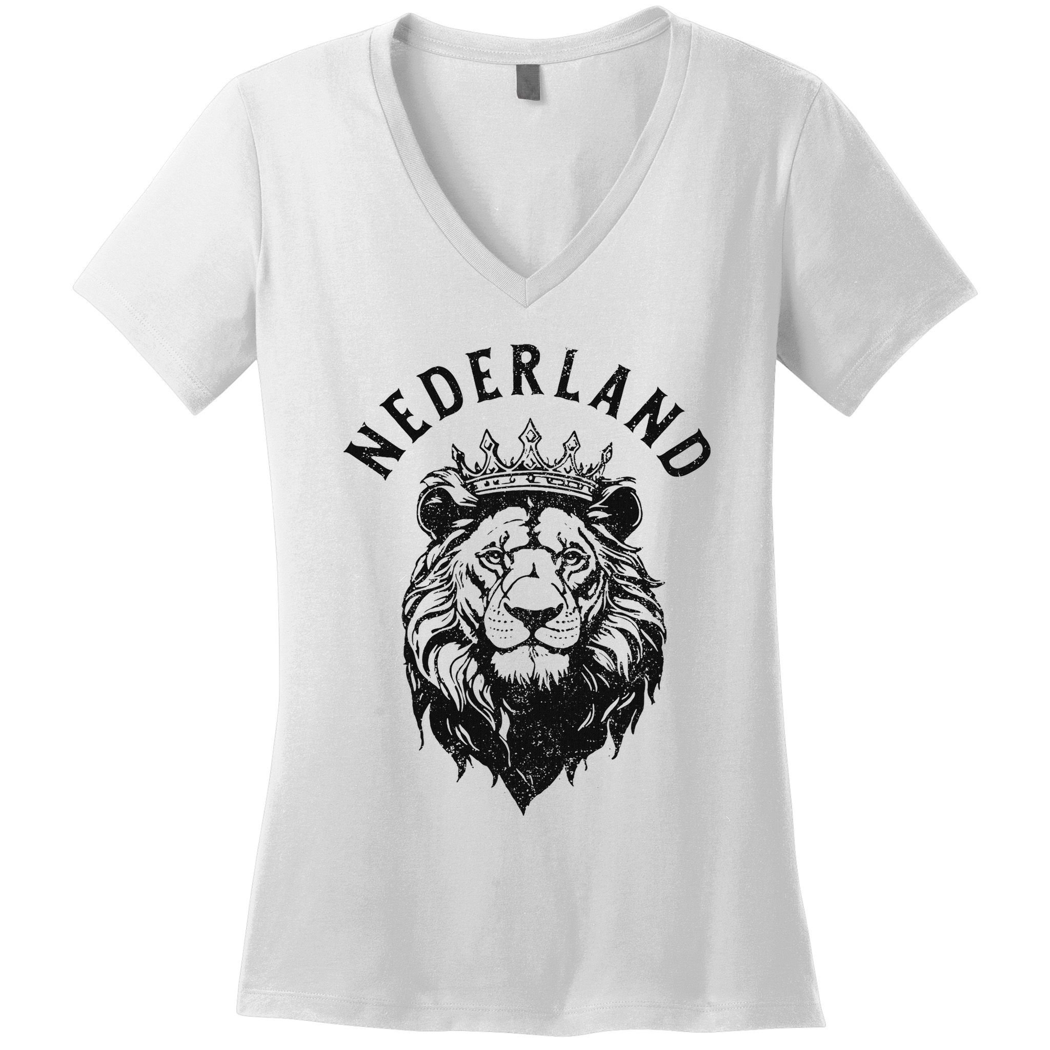 Nederland Netherlands Lion Dutch Holland Vintage Orange Women's V-Neck T-Shirt