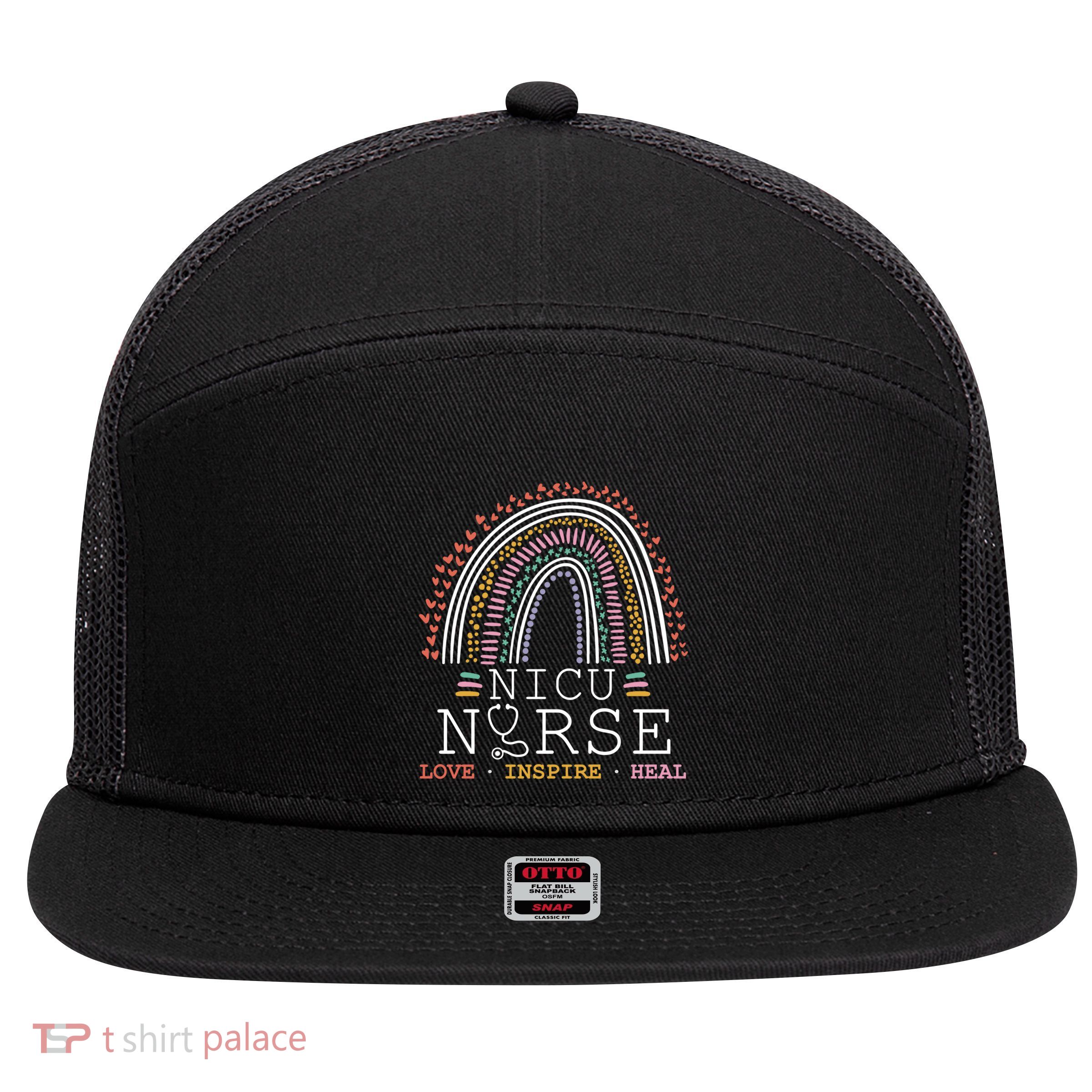 Nicu Nurse Love Inspire Heal Medicine Healthcare Gift 7 Panel Mesh Trucker Snapback Hat