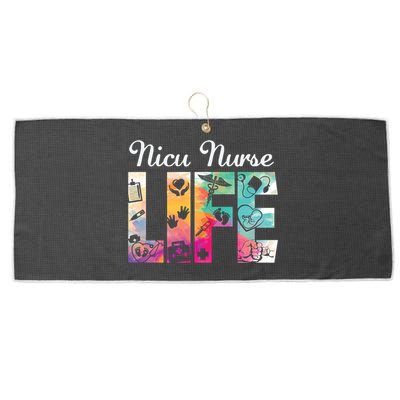 Nicu Nurse Life Watercolor Neonatal Icu Nursing Great Gift Large Microfiber Waffle Golf Towel