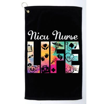 Nicu Nurse Life Watercolor Neonatal Icu Nursing Great Gift Platinum Collection Golf Towel