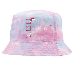 Nice Naughty Left Unsupervised Christmas List Santa Claus Tie-Dyed Bucket Hat