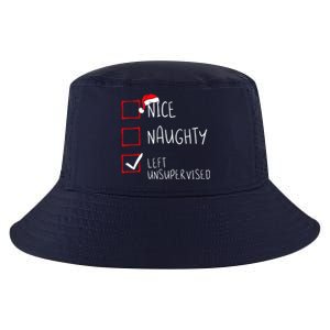 Nice Naughty Left Unsupervised Christmas List Santa Claus Cool Comfort Performance Bucket Hat