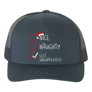 Nice Naughty Left Unsupervised Christmas List Santa Claus Yupoong Adult 5-Panel Trucker Hat