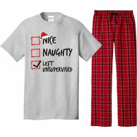 Nice Naughty List Left Unsupervised Funny Christmas Family Pajama Set