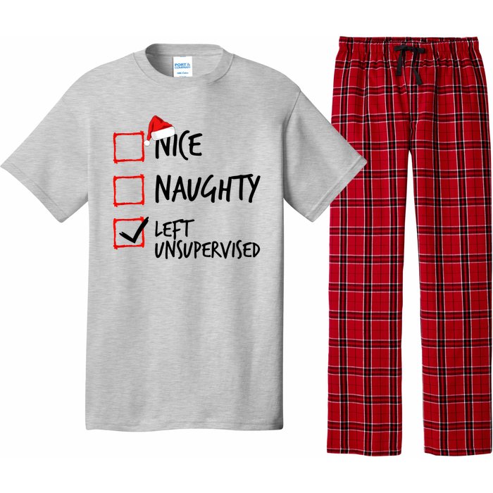 Nice Naughty List Left Unsupervised Funny Christmas Family Pajama Set