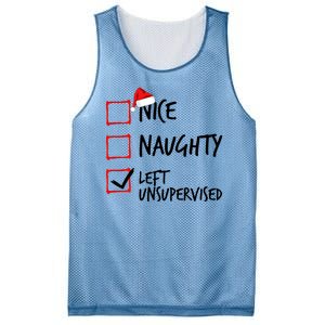 Nice Naughty List Left Unsupervised Funny Christmas Family Mesh Reversible Basketball Jersey Tank