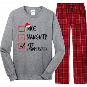 Nice Naughty List Left Unsupervised Funny Christmas Family Long Sleeve Pajama Set