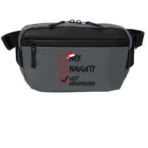 Nice Naughty List Left Unsupervised Funny Christmas Family Crossbody Pack