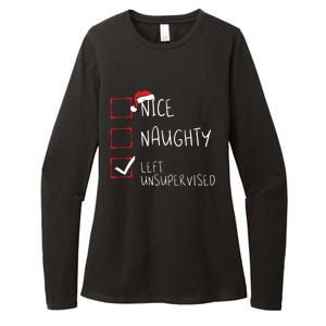 Nice Naughty Left Unsupervised Christmas List Santa Claus Womens CVC Long Sleeve Shirt