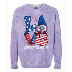 Nursery Nurse Love 4th Of July Gnome Usa Patriotic Gift Colorblast Crewneck Sweatshirt