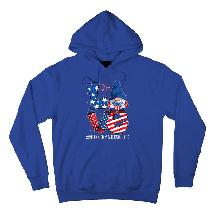 Nursery Nurse Love 4th Of July Gnome Usa Patriotic Gift Hoodie