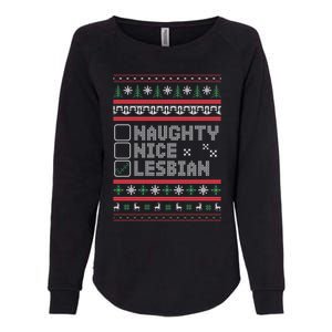 Naught Nice Lesbian Pride Funny Ugly Christmas Theme Party Gift Womens California Wash Sweatshirt