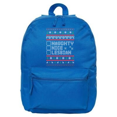 Naught Nice Lesbian Pride Funny Ugly Christmas Theme Party Gift 16 in Basic Backpack