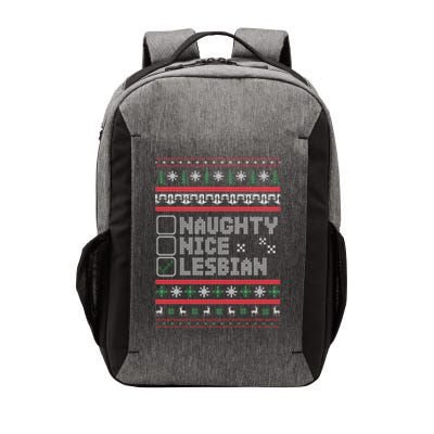 Naught Nice Lesbian Pride Funny Ugly Christmas Theme Party Gift Vector Backpack