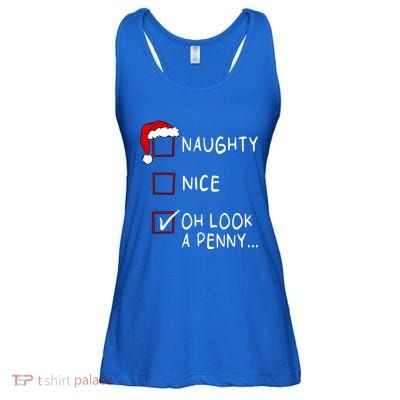 Naughty Nice List Oh Look A Penny Xmas Christmas Funny Gift Ladies Essential Flowy Tank