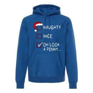 Naughty Nice List Oh Look A Penny Xmas Christmas Funny Gift Premium Hoodie