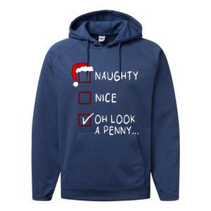 Naughty Nice List Oh Look A Penny Xmas Christmas Funny Gift Performance Fleece Hoodie