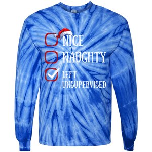 Nice Naughty Left Unsupervised Christmas List Santa Claus Meaningful Gift Tie-Dye Long Sleeve Shirt