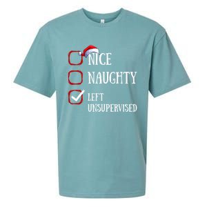 Nice Naughty Left Unsupervised Christmas List Santa Claus Meaningful Gift Sueded Cloud Jersey T-Shirt