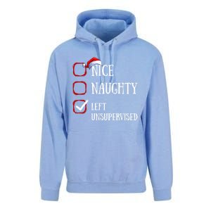 Nice Naughty Left Unsupervised Christmas List Santa Claus Meaningful Gift Unisex Surf Hoodie