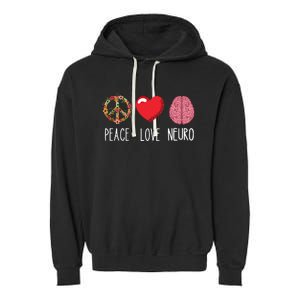 Neuro Nurse Love Peace Neuroscience Brain Nursing Lover Gift Garment-Dyed Fleece Hoodie