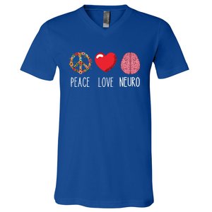 Neuro Nurse Love Peace Neuroscience Brain Nursing Lover Gift V-Neck T-Shirt