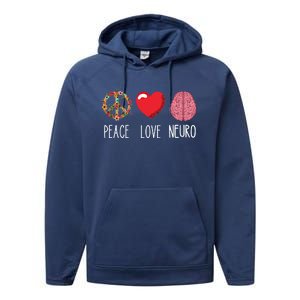 Neuro Nurse Love Peace Neuroscience Brain Nursing Lover Gift Performance Fleece Hoodie